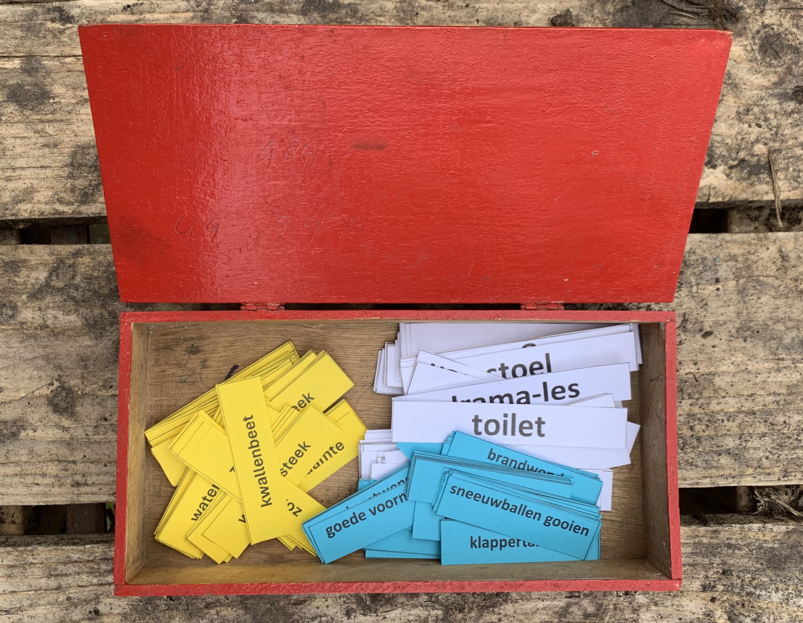 doosje met kaartjes om te raden